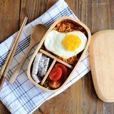 日式创意木质饭盒分格便当盒学生野餐饭盒餐盒日本寿司盒干果盒