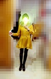 买一送一毛领姜黄色呢子外套加长裙摆厚实呢子大衣连衣裙
