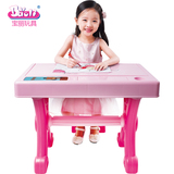 正品宝丽儿童书桌椅电子琴带麦克风小女孩音乐玩具多功能益智钢琴