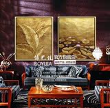 欧式复古纯手绘东南亚贴金箔抽象客厅卧室玄关餐厅油画