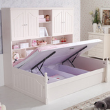 韩式儿童床女孩衣柜床多功能组合床1.2米1.5米带书柜储物包邮安装