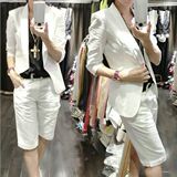 夏装女装2016新款夏季韩版短款亚麻小西服薄款外套休闲套装时尚潮