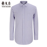 Youngor/雅戈尔2016年春季新品商务男士格子DP免烫长袖衬衫4030