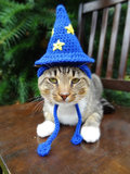 美国直邮纯手工毛线编织万圣节巫师帽猫咪帽子宠物可爱配饰帽