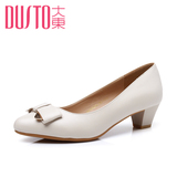 DUSTO/大东2016春季新款甜美中跟粗跟蝴蝶结女鞋单鞋DW16C1221A