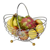 大号不锈钢果篮欧式水果盘宜家创意手提篮果盆置物架 客厅水果篮