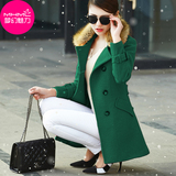 2015冬装新款韩版女装夹棉毛呢外套女中长款修身加厚羊毛呢子大衣
