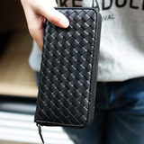 韩版编织钱包女 2016新款时尚女士钱包长款拉链皮夹手拿包手机包