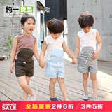 童装男童短袖套装纯一良品2016夏装新款韩国儿童纯棉T恤短裤2件套