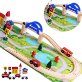 木制轨道组装拼装托马斯火车汽车城市交通场景组合积木儿童玩具