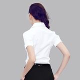 Me/G2000女士夏季短袖衬衫商务面试职业女装韩版工作服斜纹白衬衣