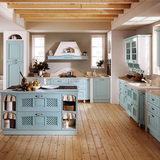 成都整体橱柜定做 地中海风格简约实木厨房橱柜门定制石英石台面