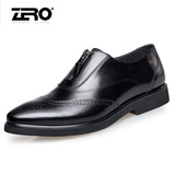 【2016新品】Zero零度商务皮鞋布洛克流行男鞋低帮套脚正装皮鞋