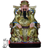 台湾金 文财神爷佛像 树脂玻璃钢木雕厂批发定做寺庙大号神像1米6