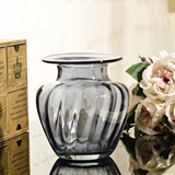 欧式浮雕花瓶餐桌摆放花瓶茶几花器 彩色手工玻璃口吹制品 新古典