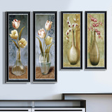 欧式抽象花瓶花卉 客厅背景墙挂画 书房组合装饰画办公室带框油画