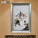 中式创意水墨画手绘油画山水风景客厅装饰画中式现代玄关过道挂画