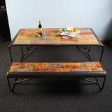 美式乡村LOFT工业风格铁艺餐桌咖啡长桌椅饭桌做旧换鞋凳茶几凳子