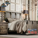 现货美式实木床1.8米双人床法式乡村橡木1.5复古做旧雕刻高档婚床