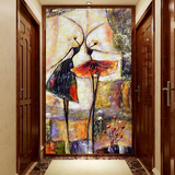 定制走廊玄关壁画客厅欧式3d立体抽象艺术油画芭蕾舞女孩浮雕壁纸