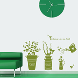客厅走廊玄关绿色植物花盆栽自粘墙贴纸贴画创意装饰墙壁墙面铁桶