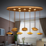 北欧吊灯设计师艺术实木个性灯具简约东南亚客厅餐厅椭圆木艺吊灯