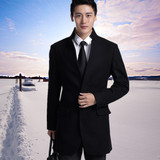 新款冬季商务羊毛大衣修身型韩版毛呢子中长款西服外套大码男青年
