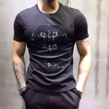 2016新款大德国潮牌PP烫钻字母修身时尚圆领T恤男士大码男装短袖