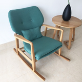 爱绿居 现代简约 日式白橡木实木沙发椅 单人沙发摇椅 躺椅北欧风