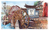 丽江印象手绘 风景明信片 古城 收藏卡 纪念贺卡 景色卡片13张
