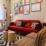 布艺沙发组合 大小户型转角沙发 客厅沙发 北欧现代简约白色沙发