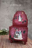 外贸样品木质彩绘美式乡村立体复古圣诞节情侣雪人家居装饰收纳盒