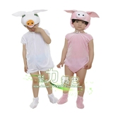 儿童动物扮演表演服装舞台演出粉色猪卡通服动物衣服三只小猪衣服