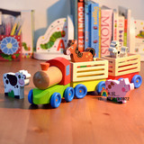 宝宝3岁2岁4岁5岁儿童木制可拆装链接小火车木质动物模型玩具