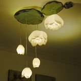 中式复古家居装饰品 走廊客栈玄关客厅透光荷花吊灯组合送LED灯泡