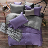 纯色简约全棉紫色四件套 1.8m2.0米纯棉床单床笠床上用品被套三4