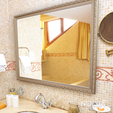 NOLSIA简约欧式雕花实木镜框浴室镜壁挂镜防水防潮卫生间镜子105