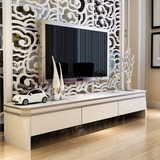简约现代白色钢琴烤漆钢化玻璃电视柜实木茶几组合地柜客厅家具