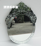 添添乐雕花镜装饰镜浴室镜威尼斯镜子 椭圆形 玄关镜后现代挂镜