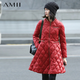 Amii艾米旗舰店2015冬装新款大码冬季修身中长款羽绒服外套裙摆女