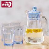 青苹果 家用晶彩系列冷水壶水具套装透明耐热玻璃凉水壶水杯5件套