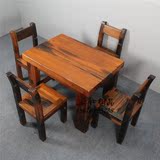 老船木餐桌椅组合客厅方形实木简约阳台小型功夫茶桌茶几茶艺家具