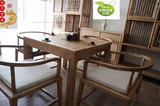 免漆老榆木新中式茶桌餐桌椅组合禅意实木茶楼八仙桌方桌仿古新品