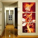 家居装饰画玄关走廊无框画客厅画背景墙壁画抽象花卉三联画竖版画