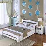 全实木床1.5 1.8松木家具双人成人单人床1.2米田园公主大床白色床