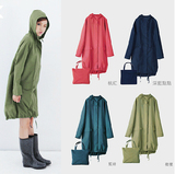 外贸WPC 日本韩国女生时尚雨披成人女士风衣式雨衣束口绑绳雨披