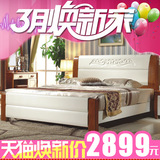 橡木实木床1.8米双人床婚床1米8大床白色地中海家具环保卧室特价