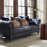 涤烦高端定制家具法式欧式美式新古典实木客厅布艺三人沙发CA36