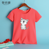 韩版个性短袖t恤猫咪卡通半袖上衣打底衫百搭体恤女式小清新衣服