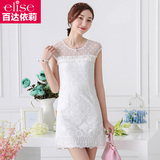 买一送一  白色连衣裙女2016夏季新款韩版显瘦镂空纱网无袖中裙